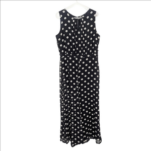 Julian Taylor Polka Dot Black White Size 14 Women's Jumpsuit Wide Leg